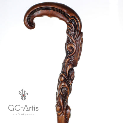 Pilgrims Cane - Christian Cross – Hand-Carved Wooden Walking Cane