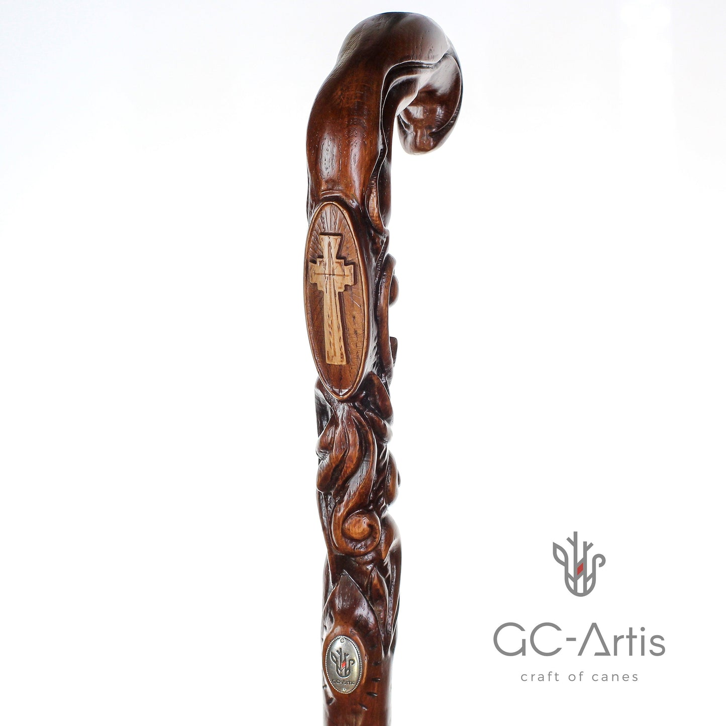 Pilgrims Cane - Christian Cross – Hand-Carved Wooden Walking Cane