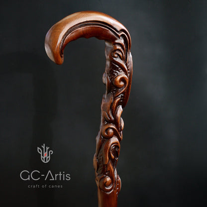 Pilgrims Cane - Christian Cross – Hand-Carved Wooden Walking Cane