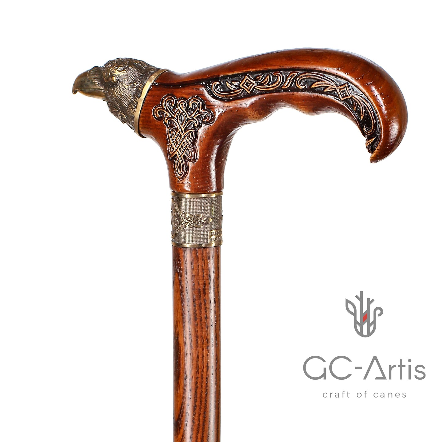 Raven Head – Bronze & Wood Walking Cane