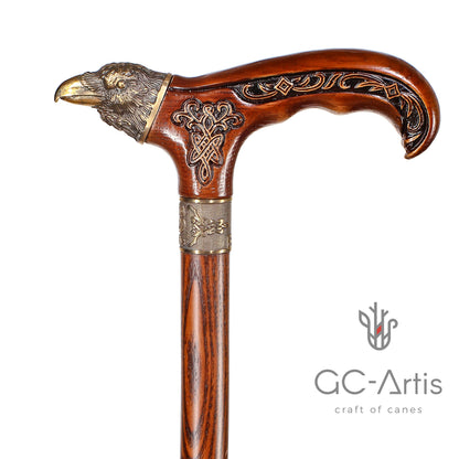Raven Head – Bronze & Wood Walking Cane
