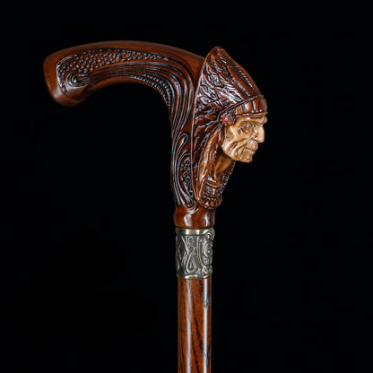 Indian Chief Wooden – Designer Wooden Walking Cane