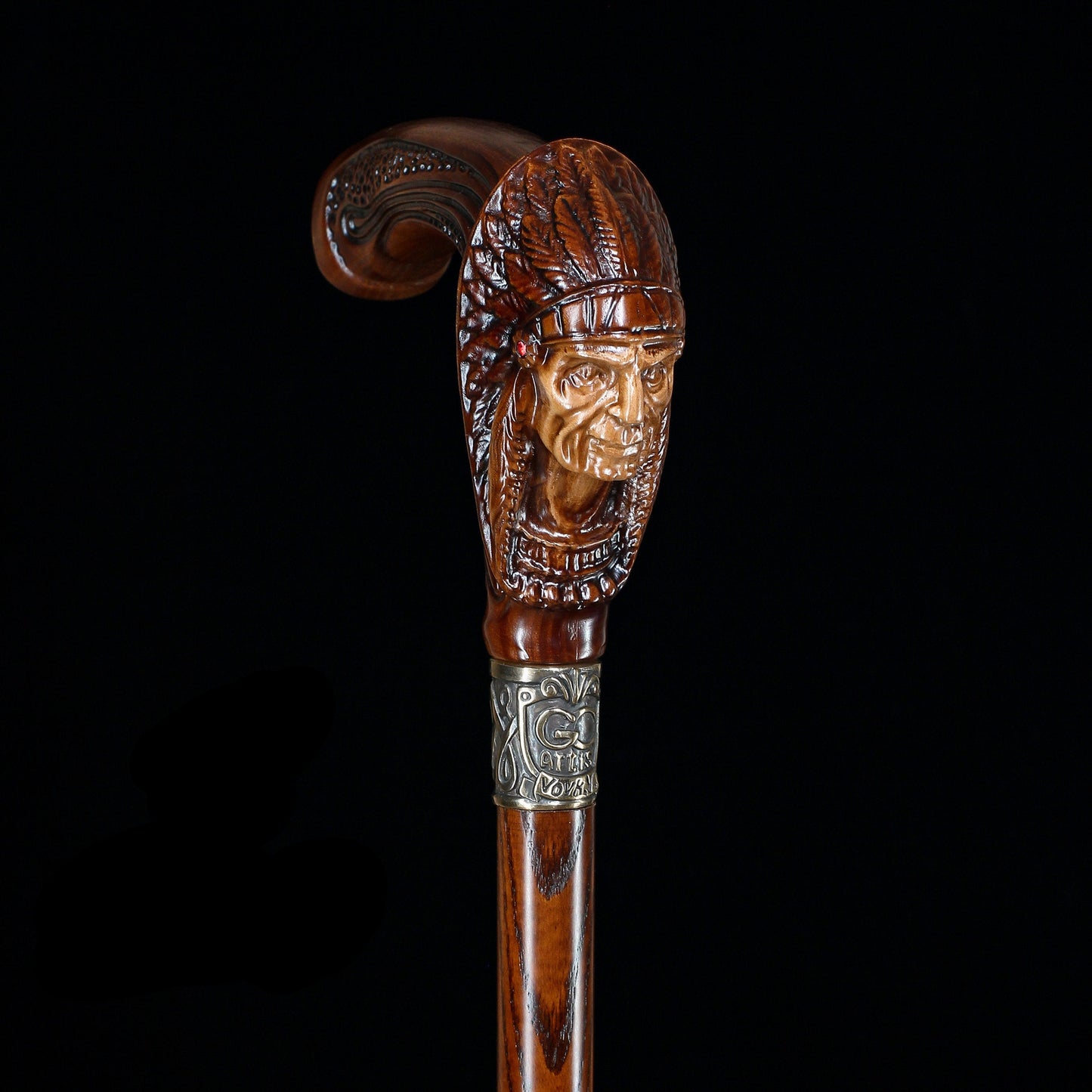 Indian Chief Wooden – Designer Wooden Walking Cane