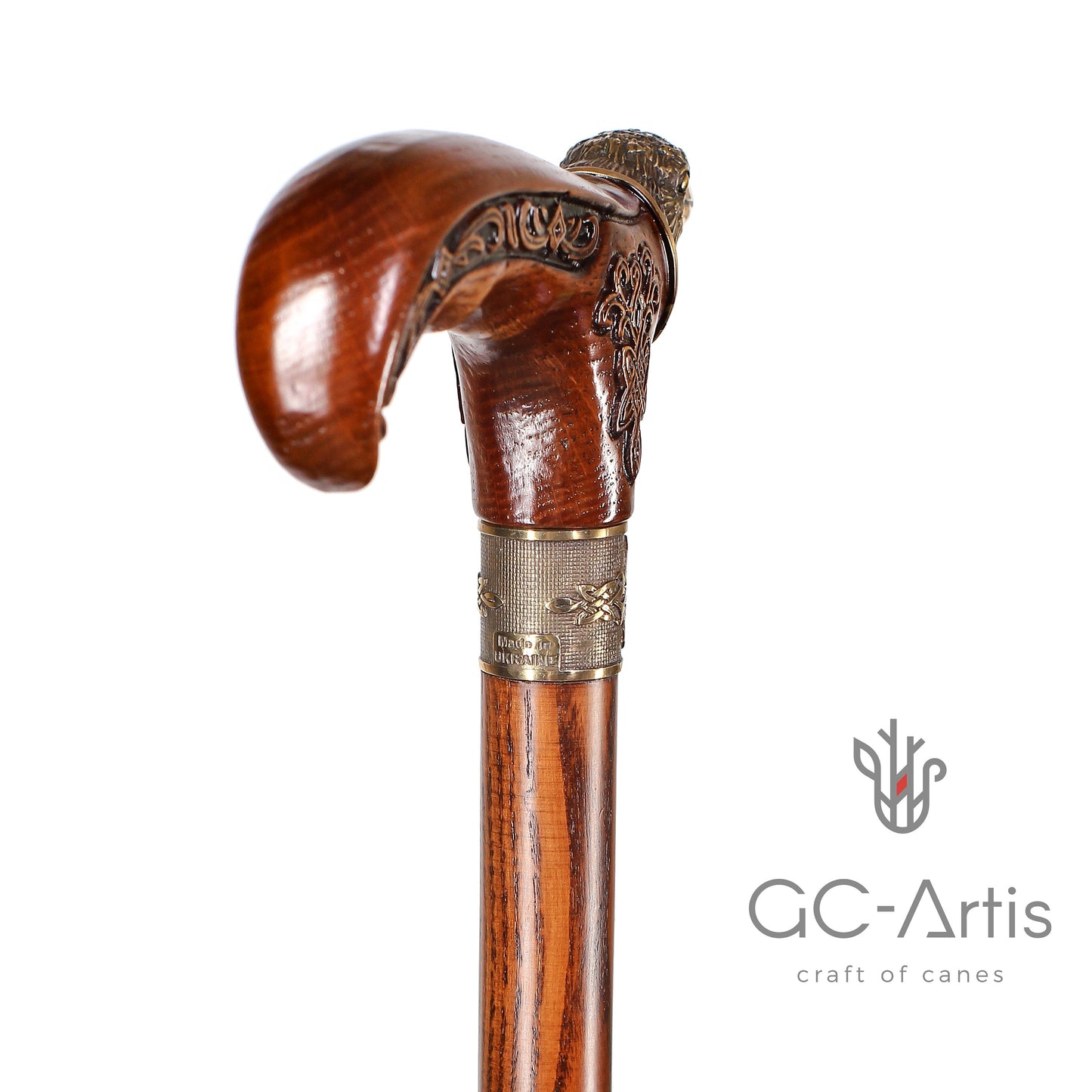 Raven Head – Bronze & Wood Walking Cane