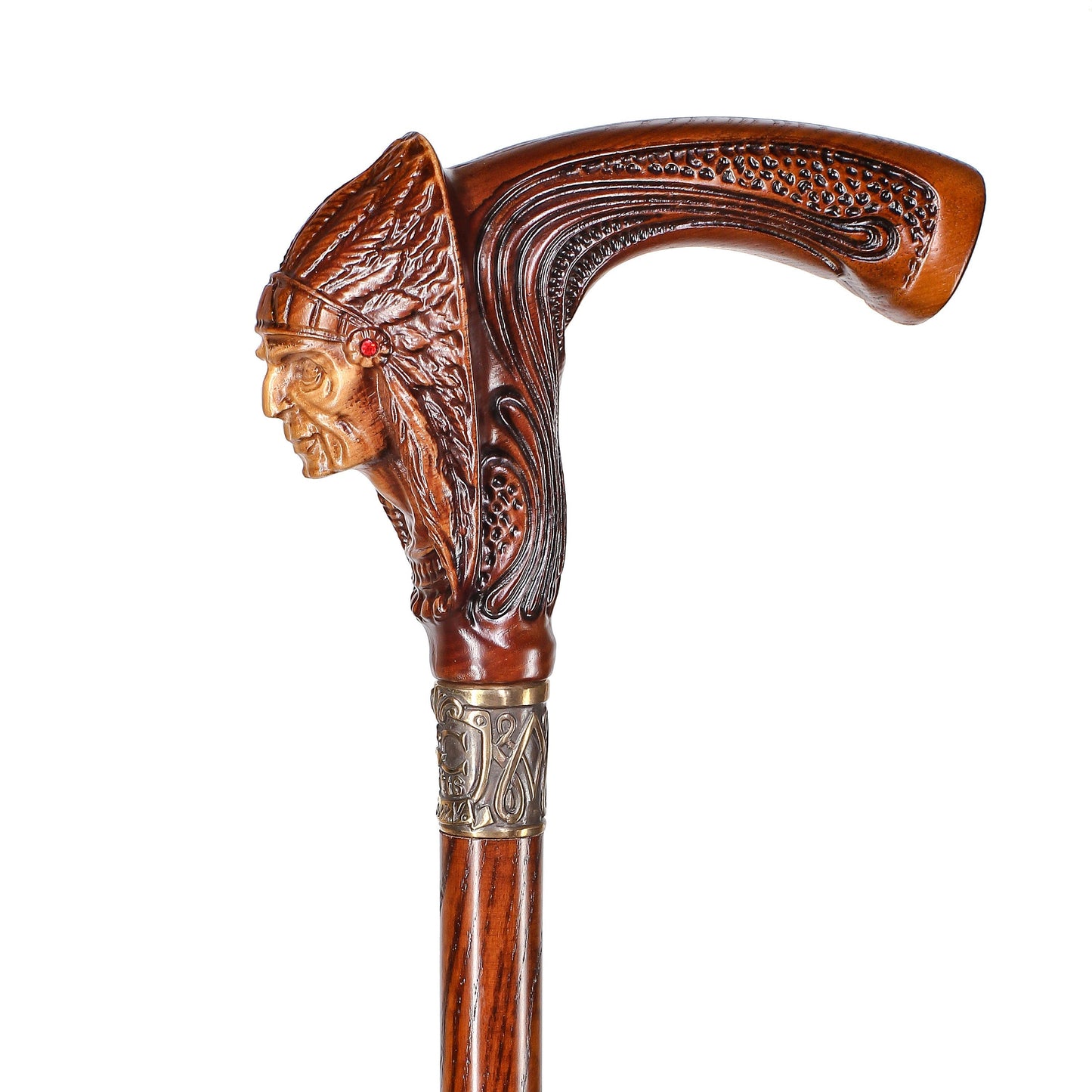 Indian Chief Wooden – Designer Wooden Walking Cane