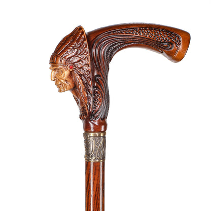 Indian Chief Wooden – Designer Wooden Walking Cane