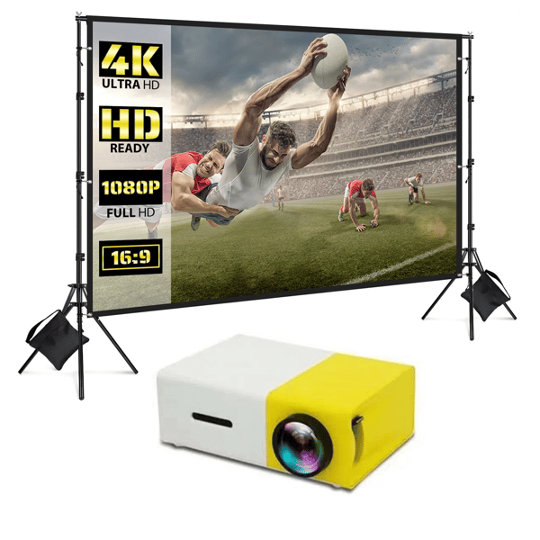 🎬 60% OFF HOT SALE! ✨ Giant Portable Outdoor Cinema Screen - 4K HD Projection with Adjustable Stand for Outdoor Parties 🌟🌙