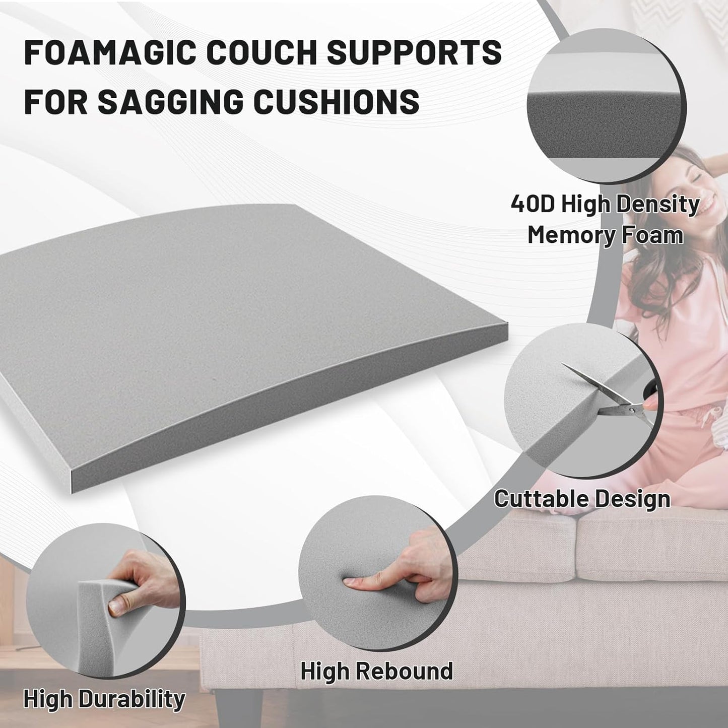 🛋️ 2025 Hot Sale 50% Off✨ Sofa Cushion Support for Sagging Seats - High-Density Foam Insert with Non-Slip Base for Enhanced Comfort & Posture 🏠💫