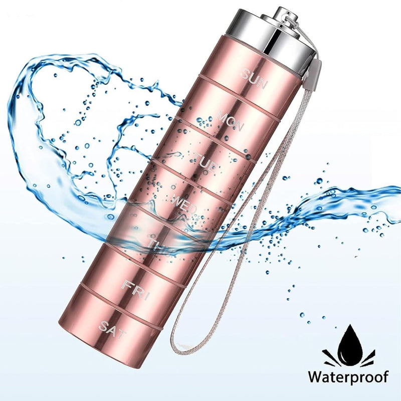 🔥HOT SALE 50% OFF✨7-Day Waterproof Portable Metal Travel Pill Organizer